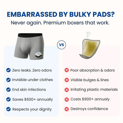 Men's Ultra-Absorbent Incontinence Boxer Briefs